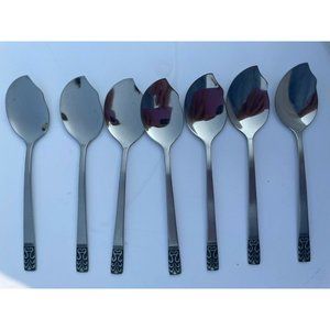 Carlyle Cameo Stainless Set Of 7 Jelly Spoons Made In Hong Kong